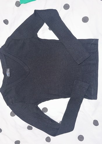 Uzun Kollu Siyah V Yaka Kadın Triko - Görsel 10