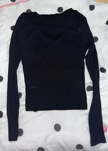 Uzun Kollu Siyah V Yaka Kadın Triko - Görsel 5