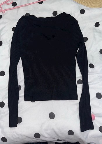 Uzun Kollu Siyah V Yaka Kadın Triko - Görsel 6