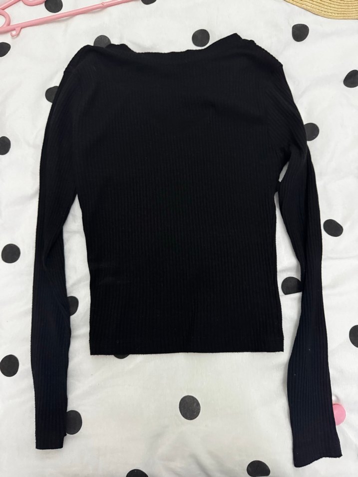 Uzun Kollu Siyah V Yaka Kadın Triko - Görsel 3