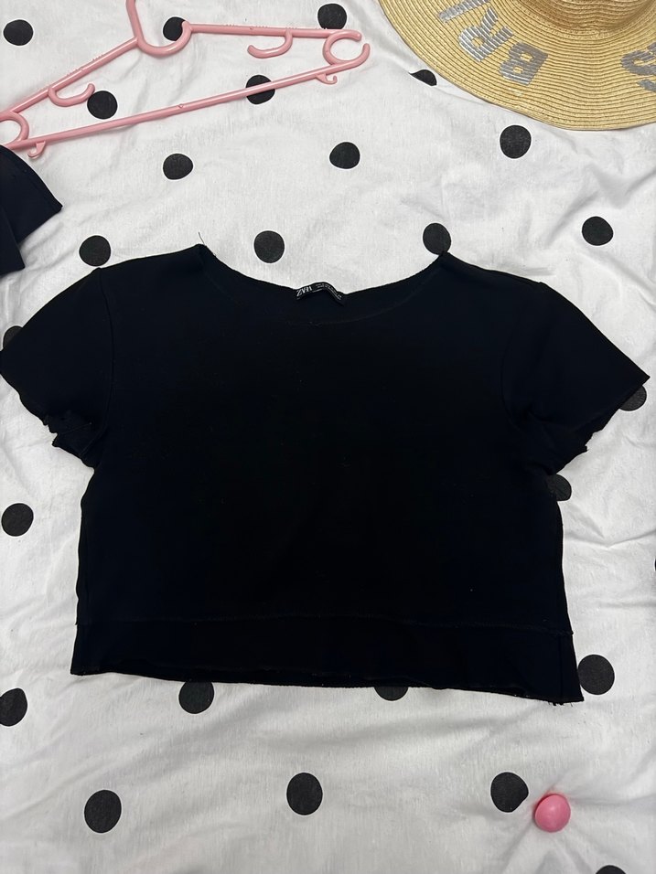 Zara Siyah Kısa Kollu Tişört - Görsel 2