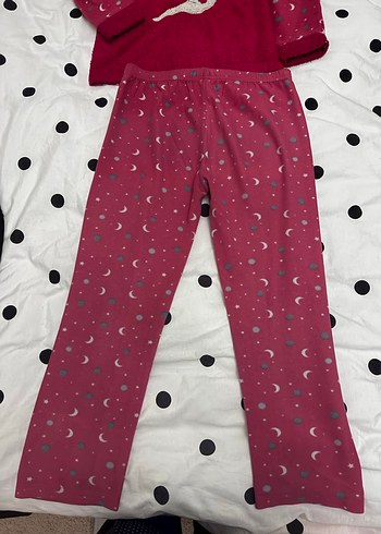 Kız Çocuk Pembe Düğmeli Polar Pijama Takımı - Görsel 10