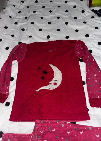 Kız Çocuk Pembe Düğmeli Polar Pijama Takımı - Görsel 16