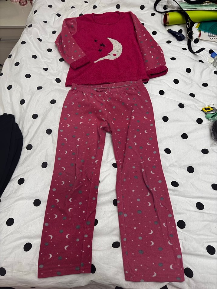Kız Çocuk Pembe Düğmeli Polar Pijama Takımı - Görsel 3