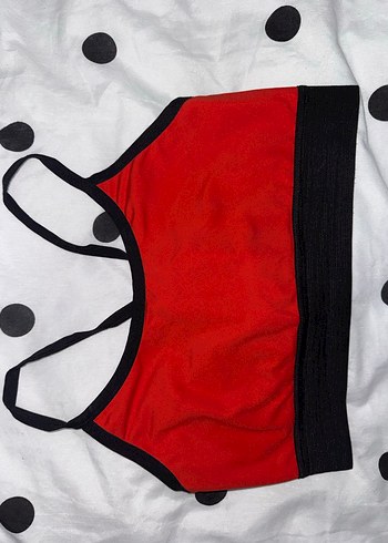 Kırmızı Siyah Bantlı Spor Sütyen - Görsel 8