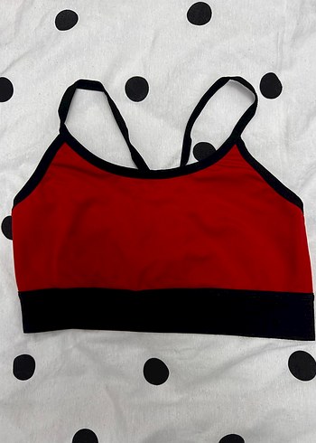 Kırmızı Siyah Bantlı Spor Sütyen - Görsel 2