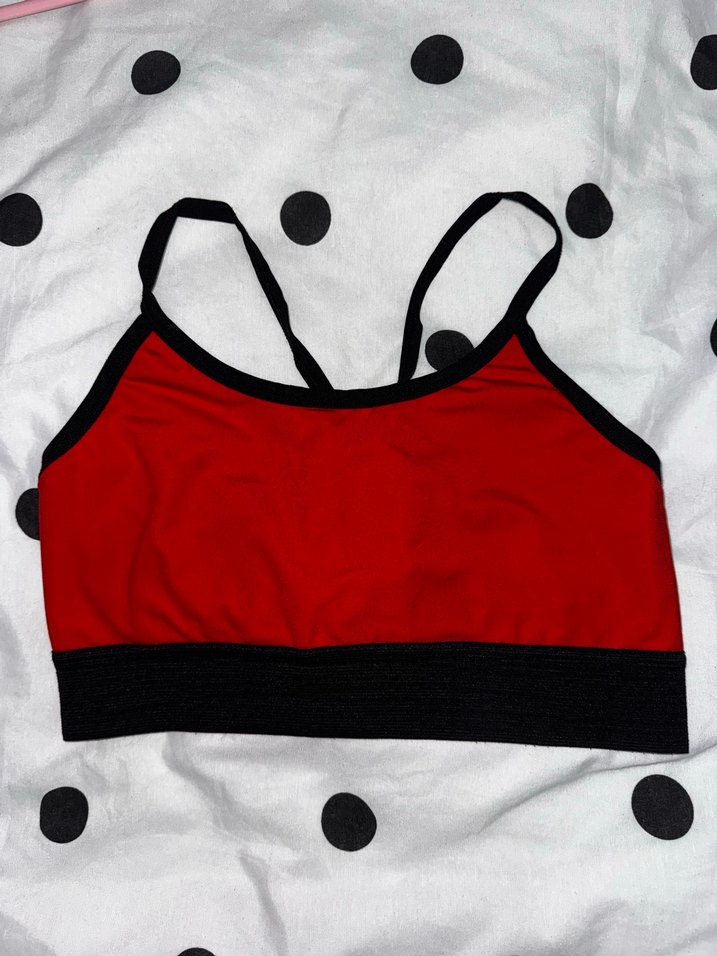 Kırmızı Siyah Bantlı Spor Sütyen - Görsel 3