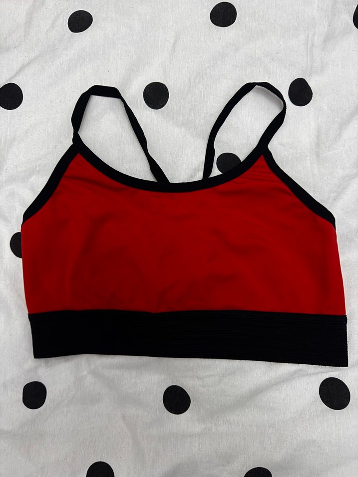Kırmızı Siyah Bantlı Spor Sütyen - Görsel 2