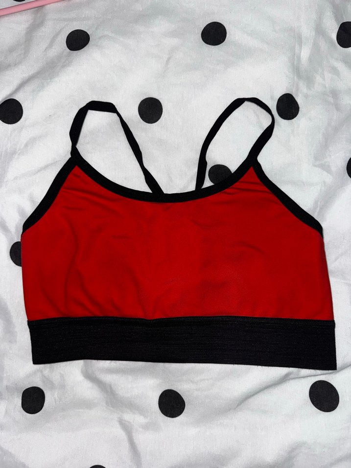 Kırmızı Siyah Bantlı Spor Sütyen - Görsel 4