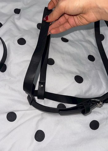 Siyah Deri Tokalı Gotik Kadın Kemer 2 Adet - Görsel 7