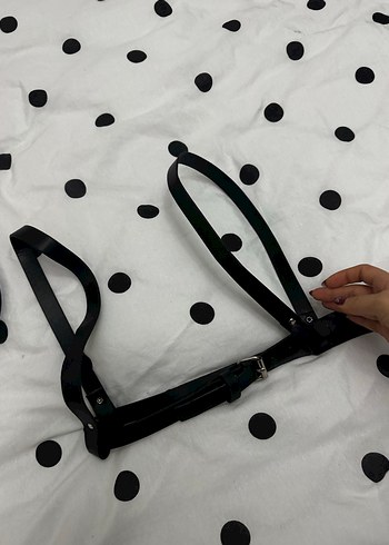 Siyah Deri Tokalı Gotik Kadın Kemer 2 Adet - Görsel 2