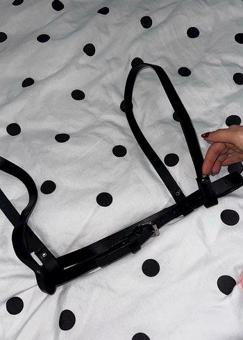 Siyah Deri Tokalı Gotik Kadın Kemer 2 Adet - Görsel 4