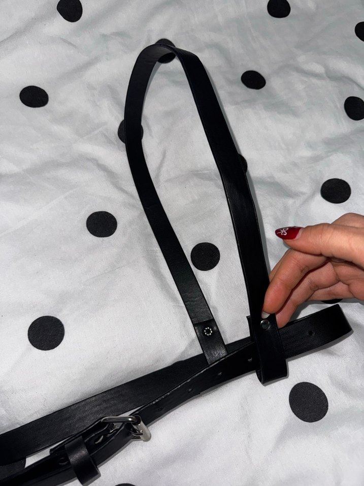 Siyah Deri Tokalı Gotik Kadın Kemer 2 Adet - Görsel 5