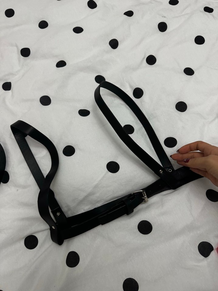 Siyah Deri Tokalı Gotik Kadın Kemer 2 Adet - Görsel 2