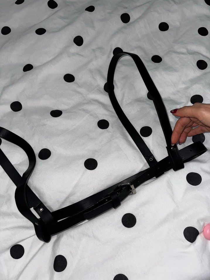 Siyah Deri Tokalı Gotik Kadın Kemer 2 Adet - Görsel 4