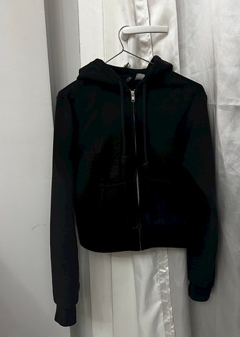 H&M Siyah Fermuarlı Kadın Sweatshirt - Görsel 2