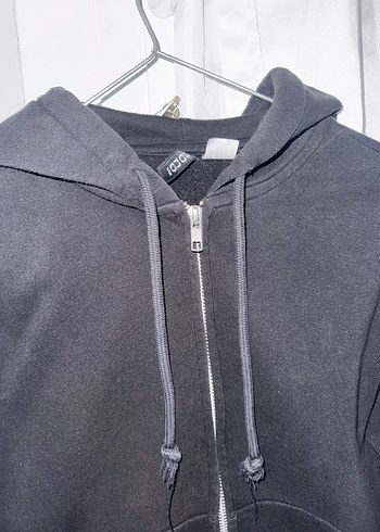 H&M Siyah Fermuarlı Kadın Sweatshirt - Görsel 4