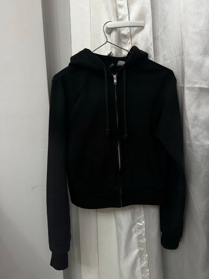 H&M Siyah Fermuarlı Kadın Sweatshirt - Görsel 2