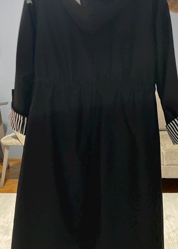 Siyah Uzun Kadın Yağmurluk Fermuarlı - Görsel 3