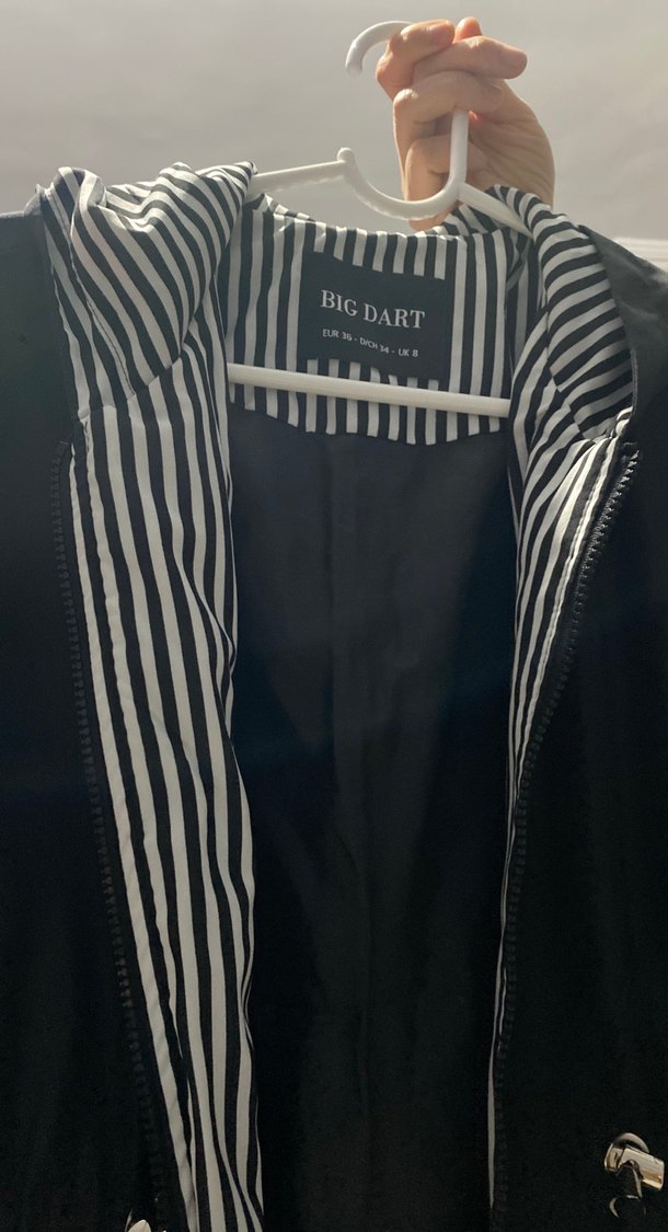 Siyah Uzun Kadın Yağmurluk Fermuarlı - Görsel 2