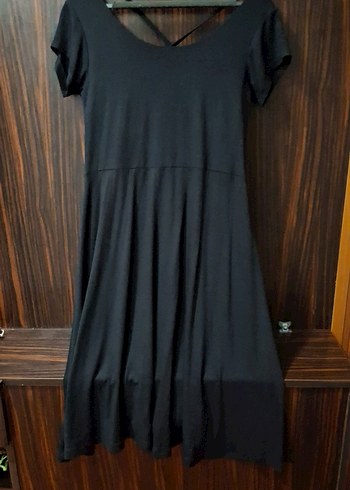 Siyah V Yaka Midi Goth Elbise