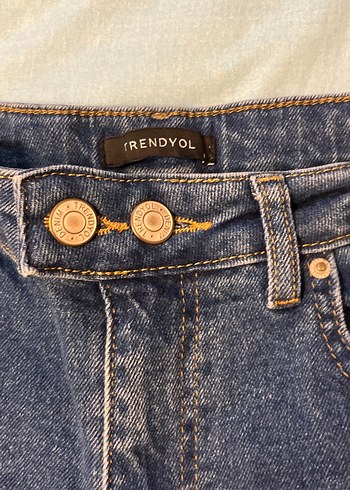 34 Beden Düğmeli Lacivert Kadın Denim Pantolon