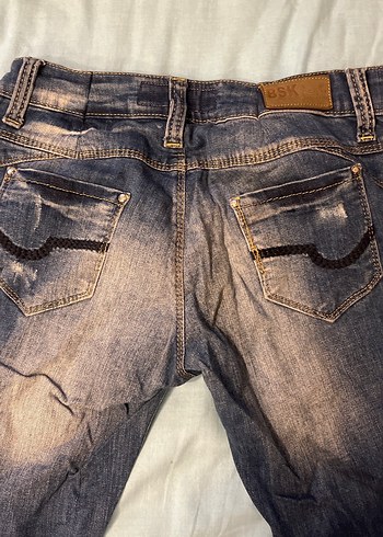 34 Beden lacivert Renk Kadın Kahverengi Dar Kesim Denim Pantolon