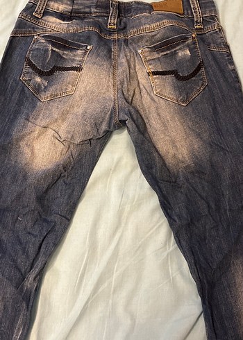 34 Beden Kadın Kahverengi Dar Kesim Denim Pantolon