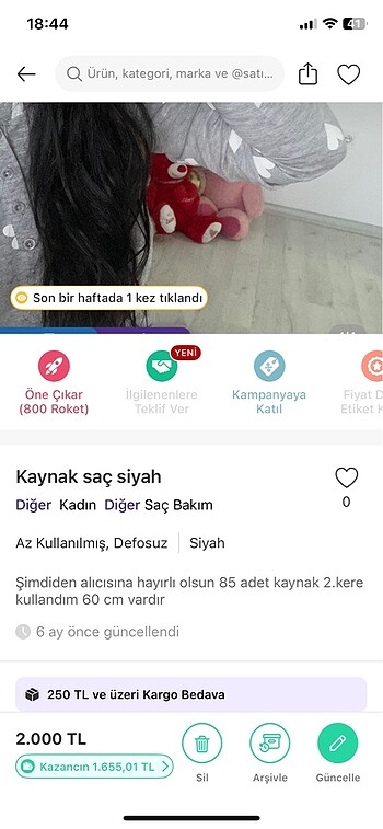 Diğer Siyah saç 60 cm