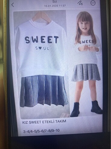 Kız Sweat Etekli Takım 3yastan 10 yaşa kadar mevcut