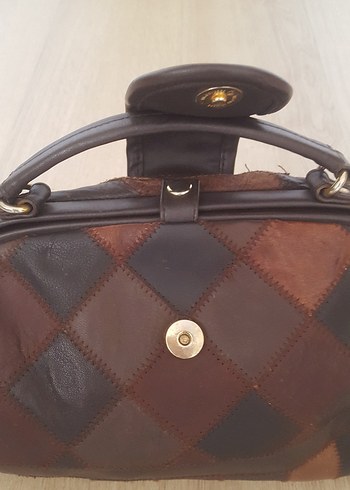 Matraş Kahverengi Vintage Deri Kadın Çantası