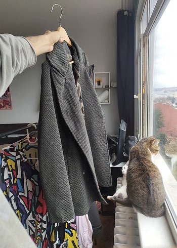 Düğmeli Gri Yün Erkek Kaşe Ceket - Görsel 2