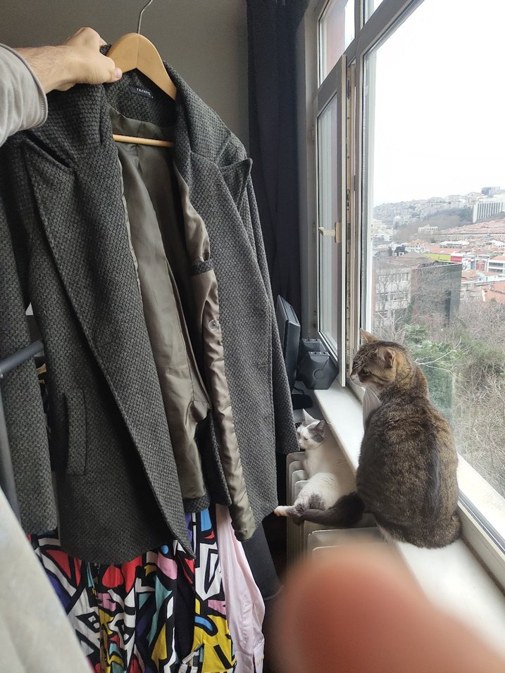 Düğmeli Gri Yün Erkek Kaşe Ceket - Görsel 3