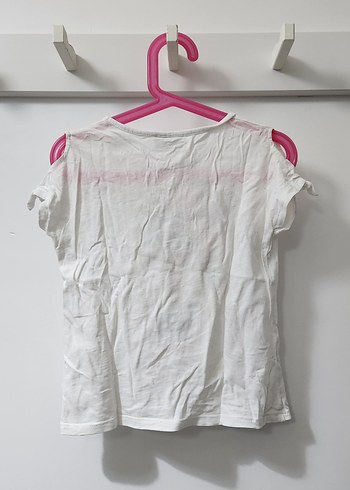 Kız Çocuk Beyaz Baskılı Kısa Kollu Tişört - Görsel 5