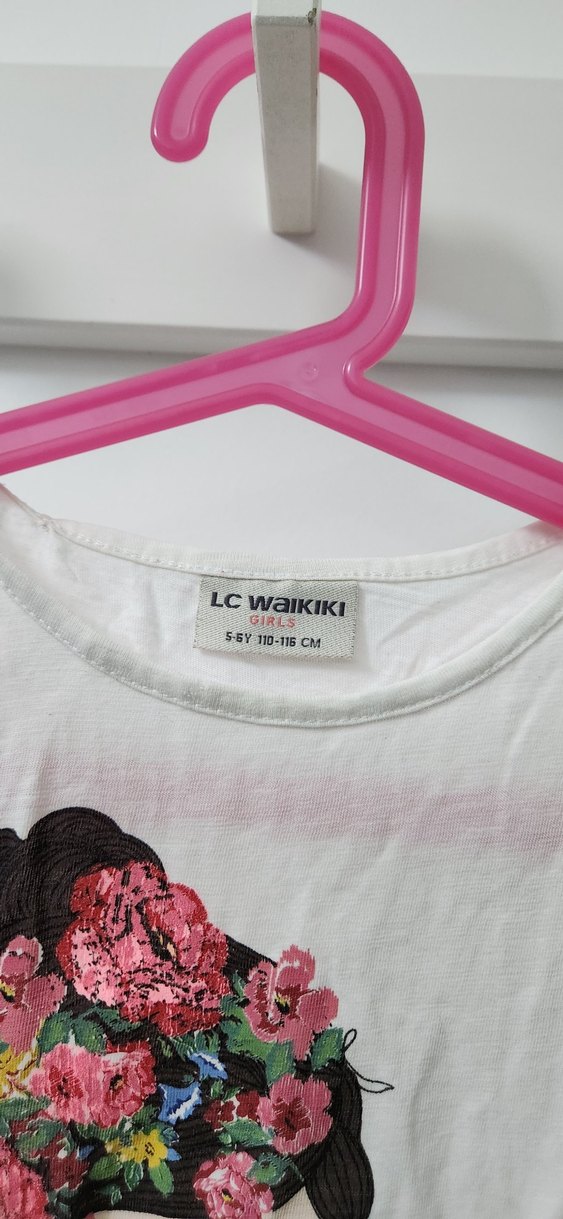 Kız Çocuk Beyaz Baskılı Kısa Kollu Tişört - Görsel 4