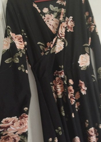 Calzedonia Çiçek Desenli Siyah Uzun Elbise