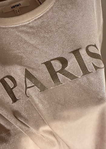 l Beden Koton Beyaz Paris Baskılı parlak havlu Tişört