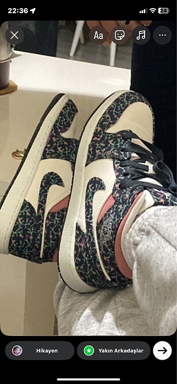 36 Beden çeşitli Renk Nike Air Jordan 1 Mid SE floral canvas ayakkabı orjinal