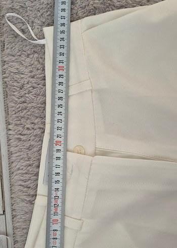 Beyaz Midi Kadın Pamuk Kumaş Pantolon - Görsel 5