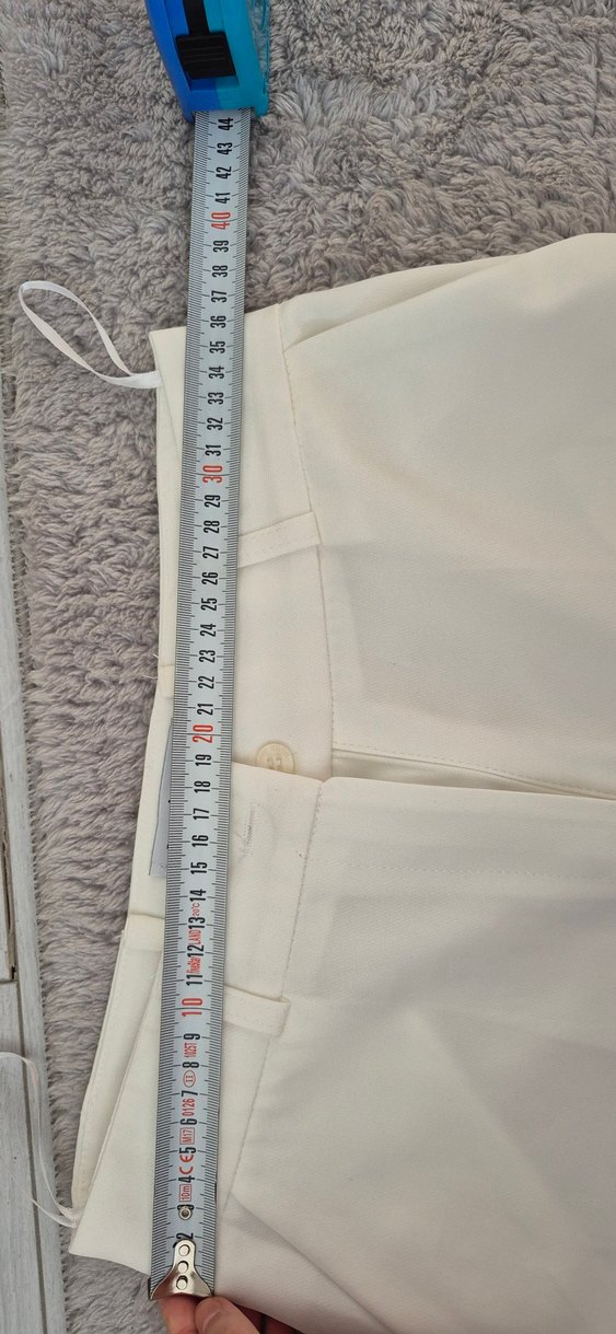 Beyaz Midi Kadın Pamuk Kumaş Pantolon - Görsel 5