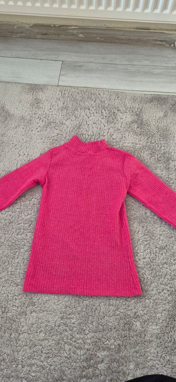 Pembe Kadın Boğazlı Triko Kazak - Görsel 3