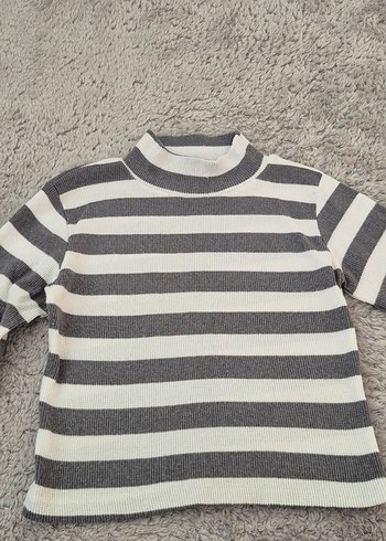 Gri Çizgili Balıkçı Yaka Kadın Kazak - Görsel 4