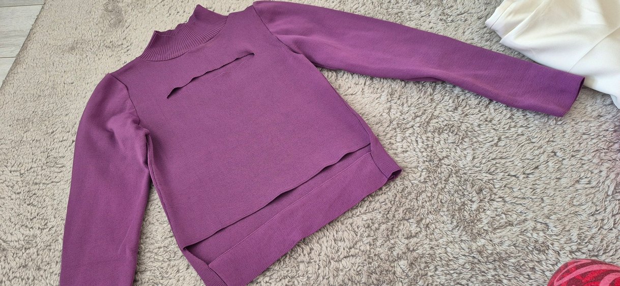 Mor Triko Boğazlı Kadın Kazak - Görsel 2