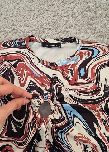 Uzun Kollu Bağlama Desenli Kadın Bluz - Görsel 2