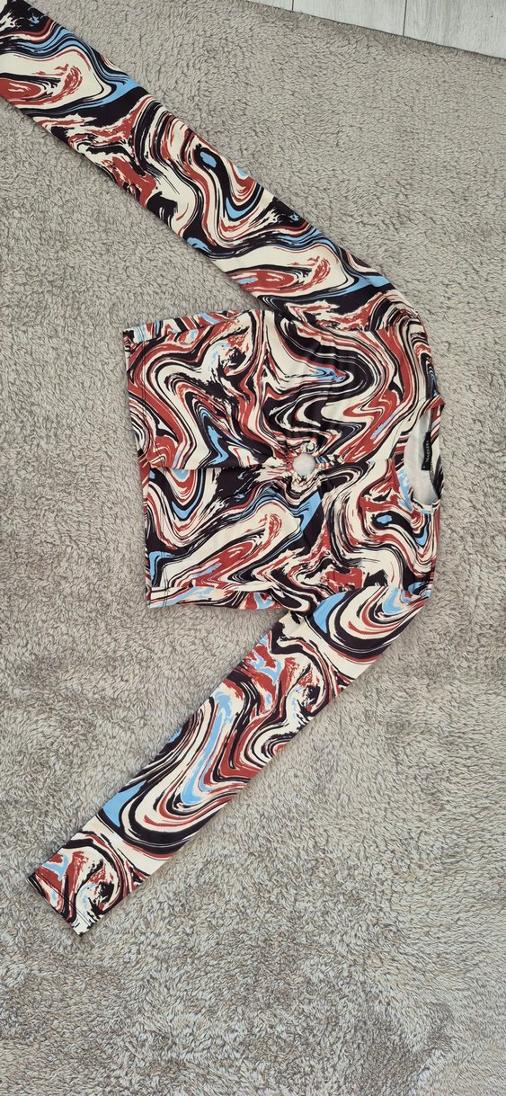 Uzun Kollu Bağlama Desenli Kadın Bluz - Görsel 5