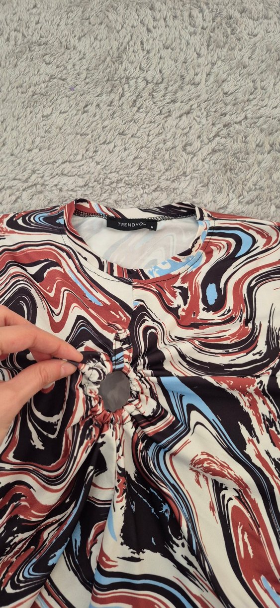 Uzun Kollu Bağlama Desenli Kadın Bluz - Görsel 2