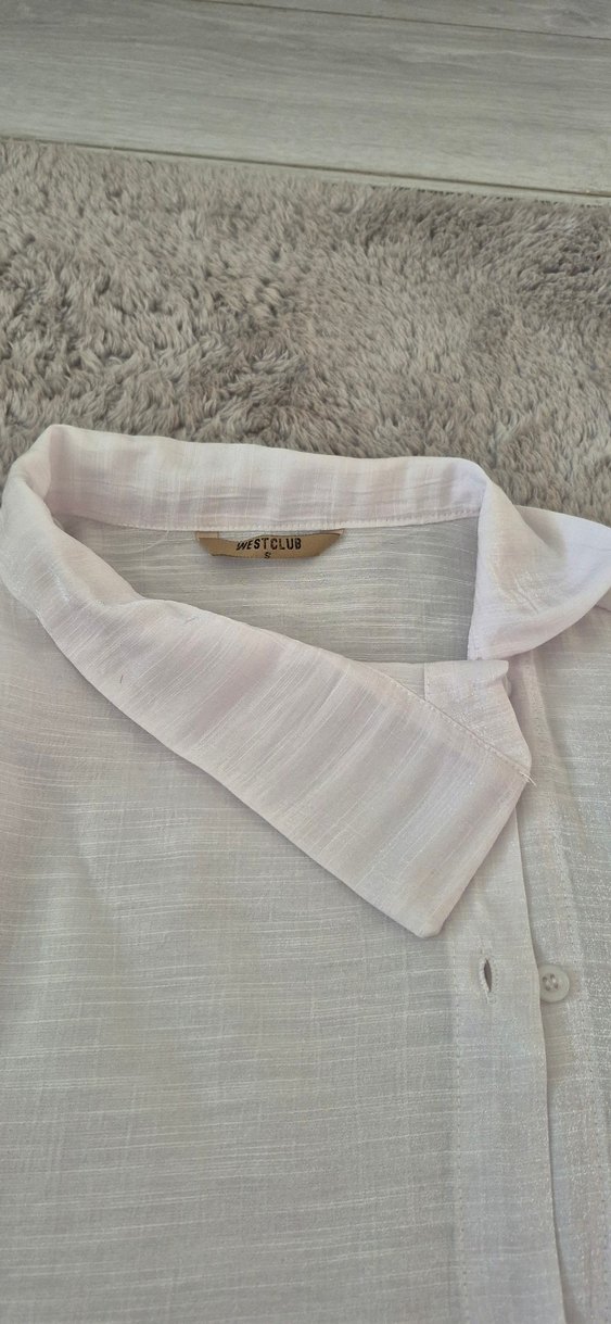 Düğmeli Beyaz Kadın Gömlek - Görsel 4