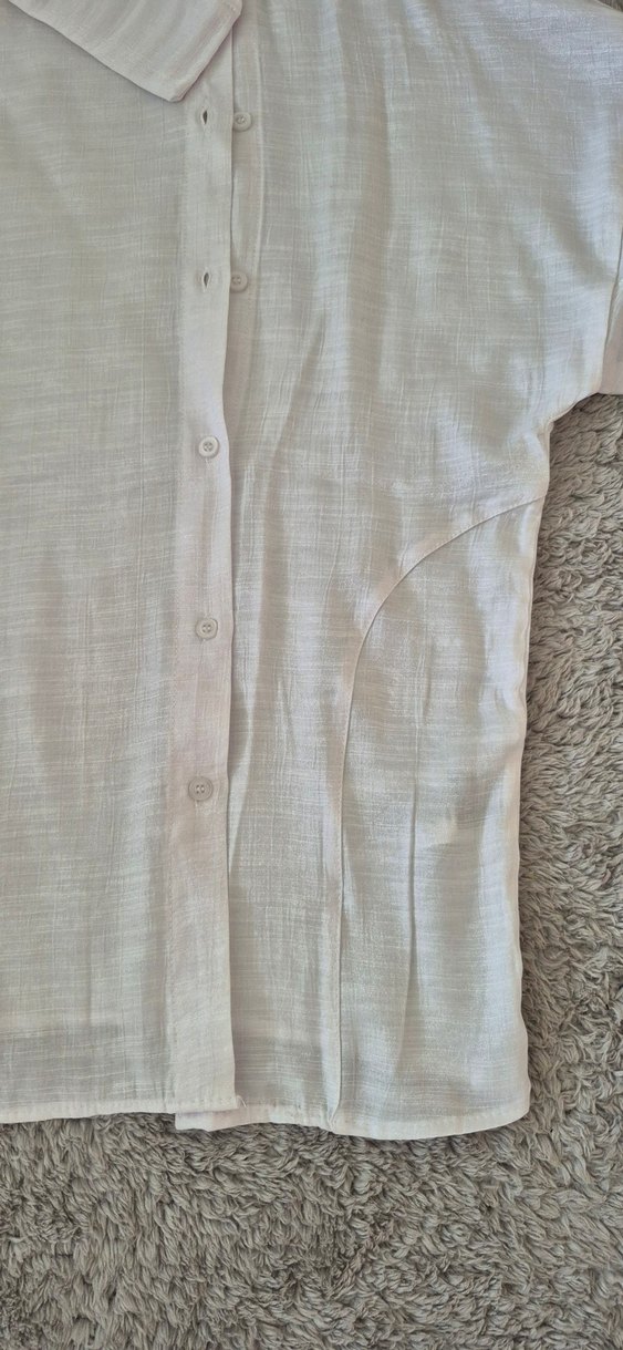 Düğmeli Beyaz Kadın Gömlek - Görsel 5