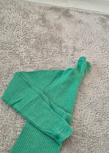 Yeşil Yünlü Boğazlı Triko Kazak - Görsel 3