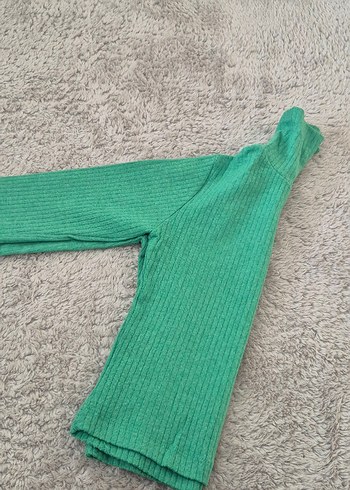 Yeşil Yünlü Boğazlı Triko Kazak - Görsel 2